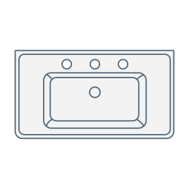 iconography image of a triple/three tap hole basin or bathroom sink from above