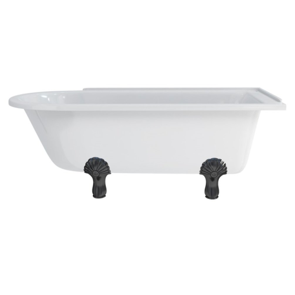 Burlington Hampton 1700mm Right Hand Freestanding Shower Bath With Black Claw Feet