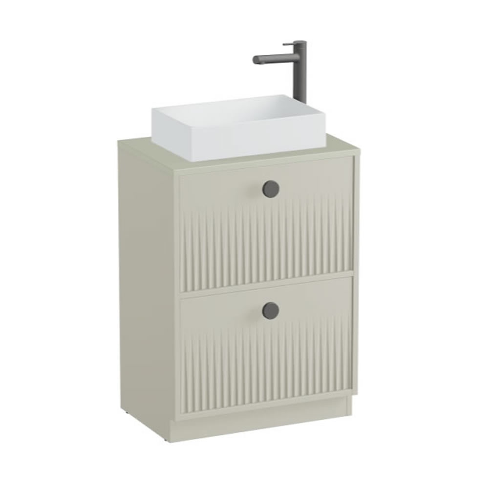 Vado Safari Fluted 600mm Cashmere Floorstanding Vanity Unit & Worktop