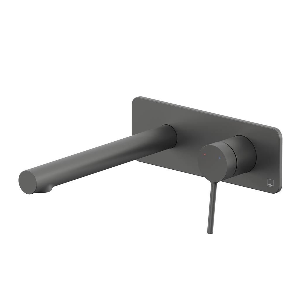 Vado Safari Lever Pewter 2 Tap Hole Wall Mounted Basin Mixer With Back Plate