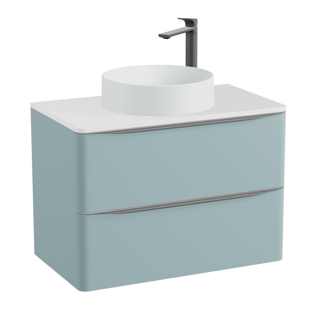 Vado Cameo 800mm Arctic White Wall Hung 2 Drawer Vanity Unit, Arctic Worktop & Basin