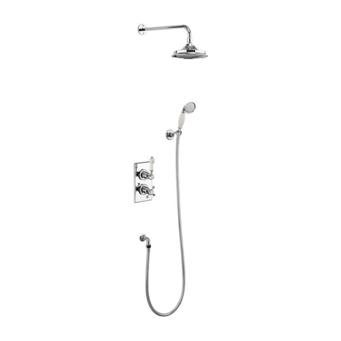 Product Cut out image of the Burlington Trent Chrome Concealed Thermostatic Shower with Medici Indices & Handset
