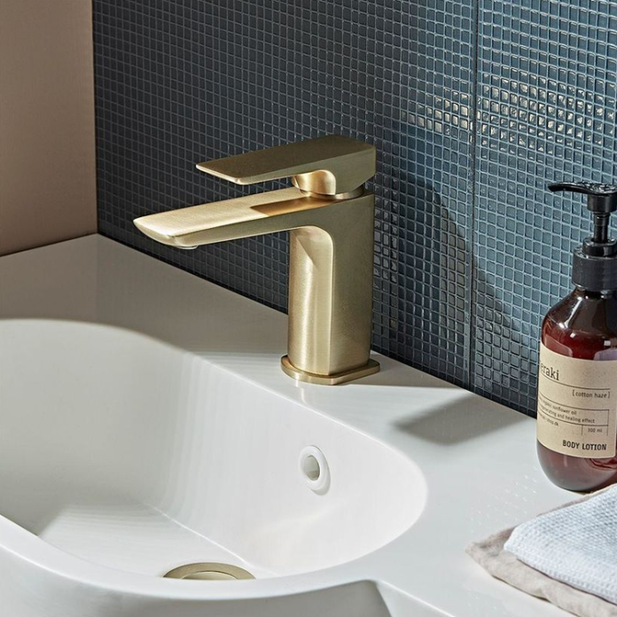 Lifestyle Photo of Roper Rhodes Elate Brushed Brass Basin Mixer with Click Waste