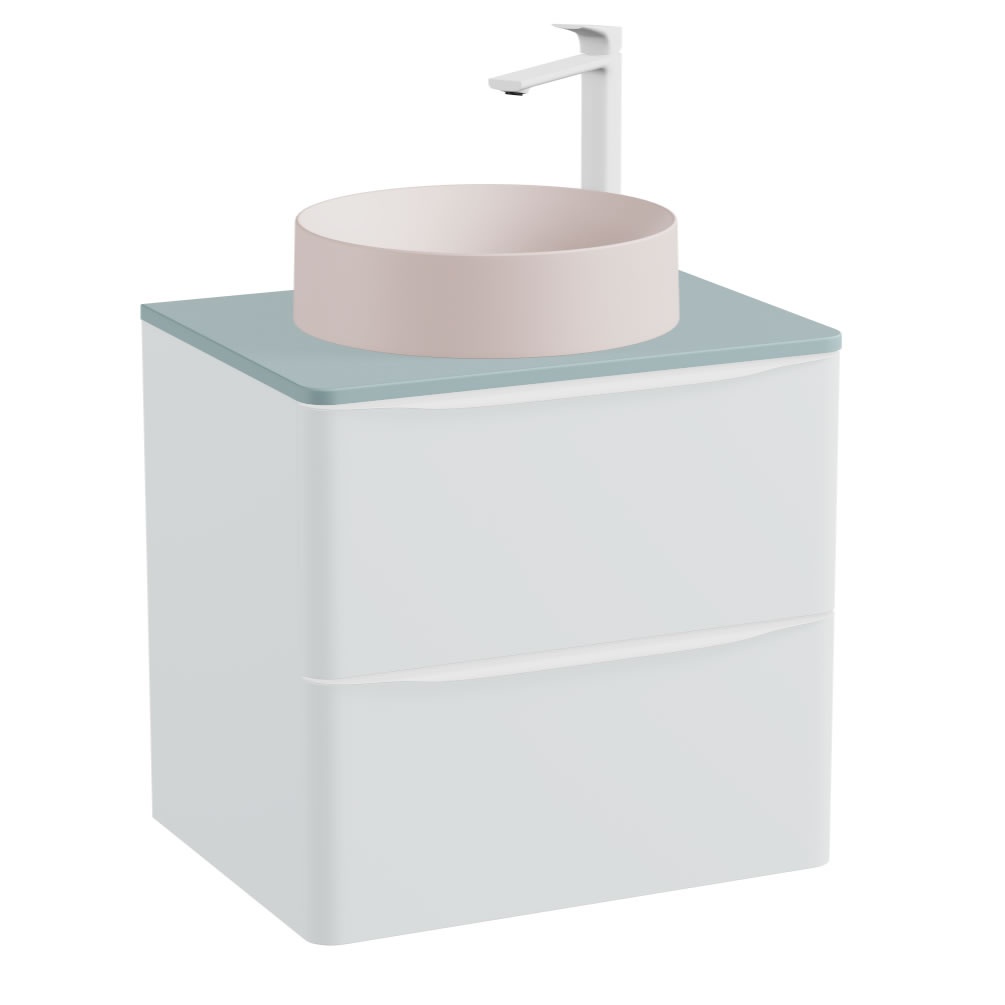 Vado Cameo 600mm Wall Mounted Vanity Unit With Blue Worktop & Pink Basin