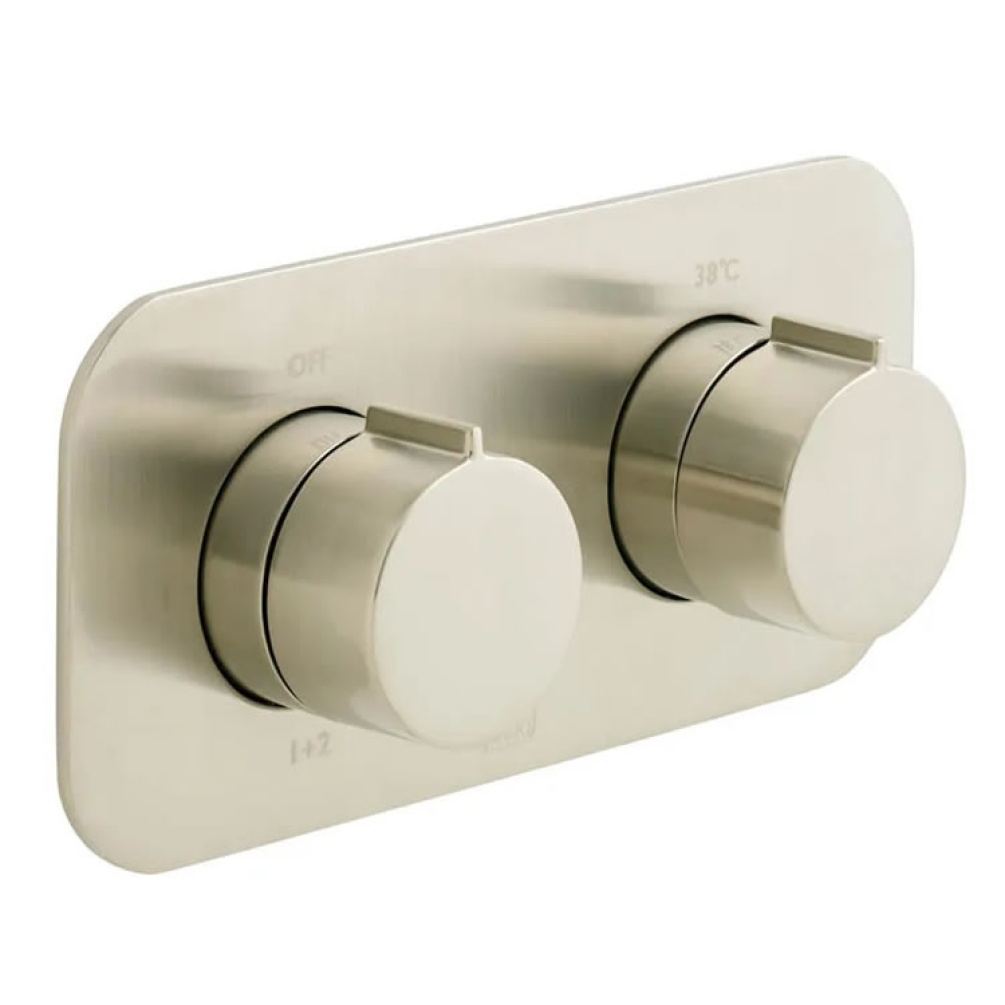 Cutout image of Vado Individual Altitude Brushed Nickel Dual Outlet Thermostatic Shower Valve Horizontal