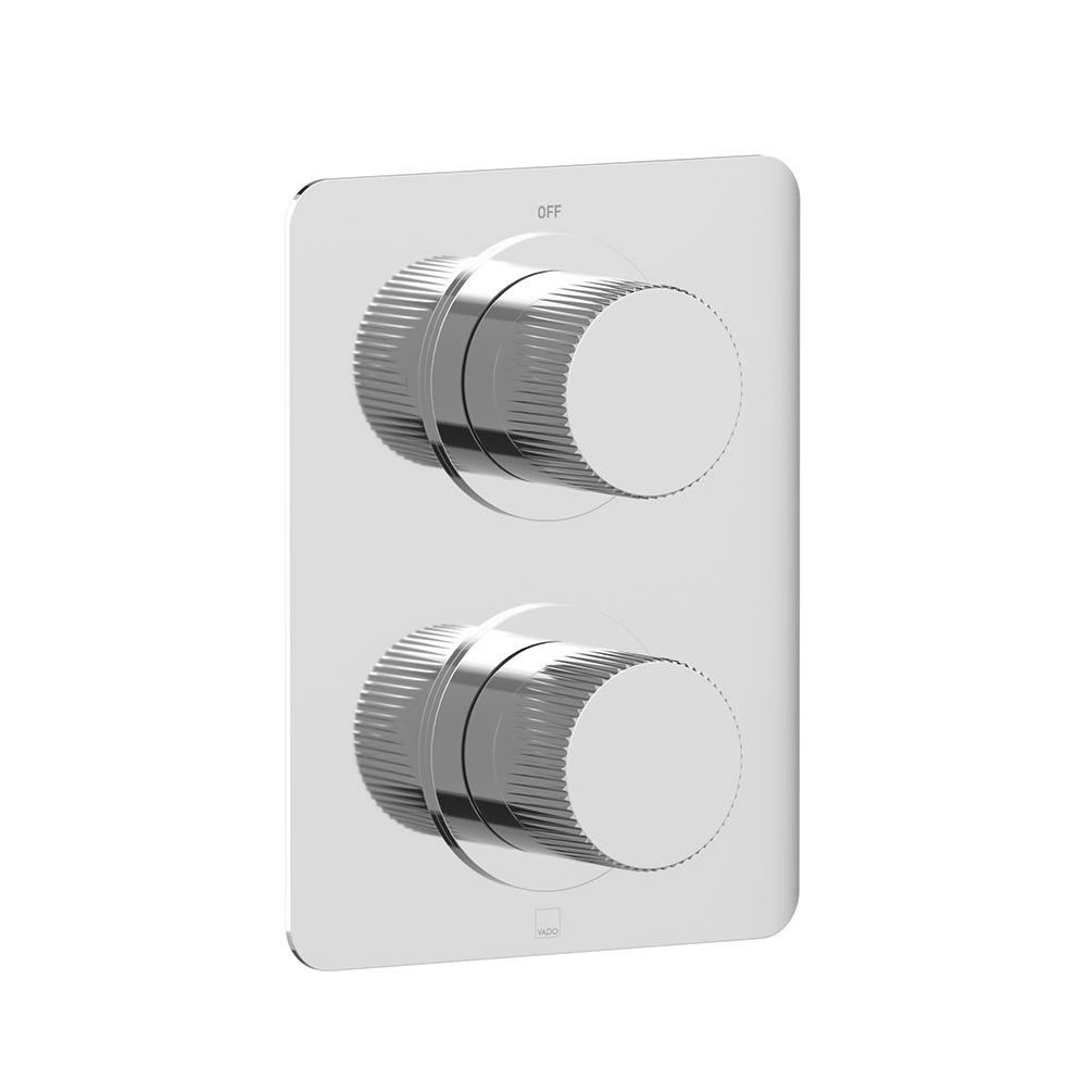 Vado Safari Leverless Fluted Chrome Thermostatic Shower Valve - 1 Outlet 2 Handle