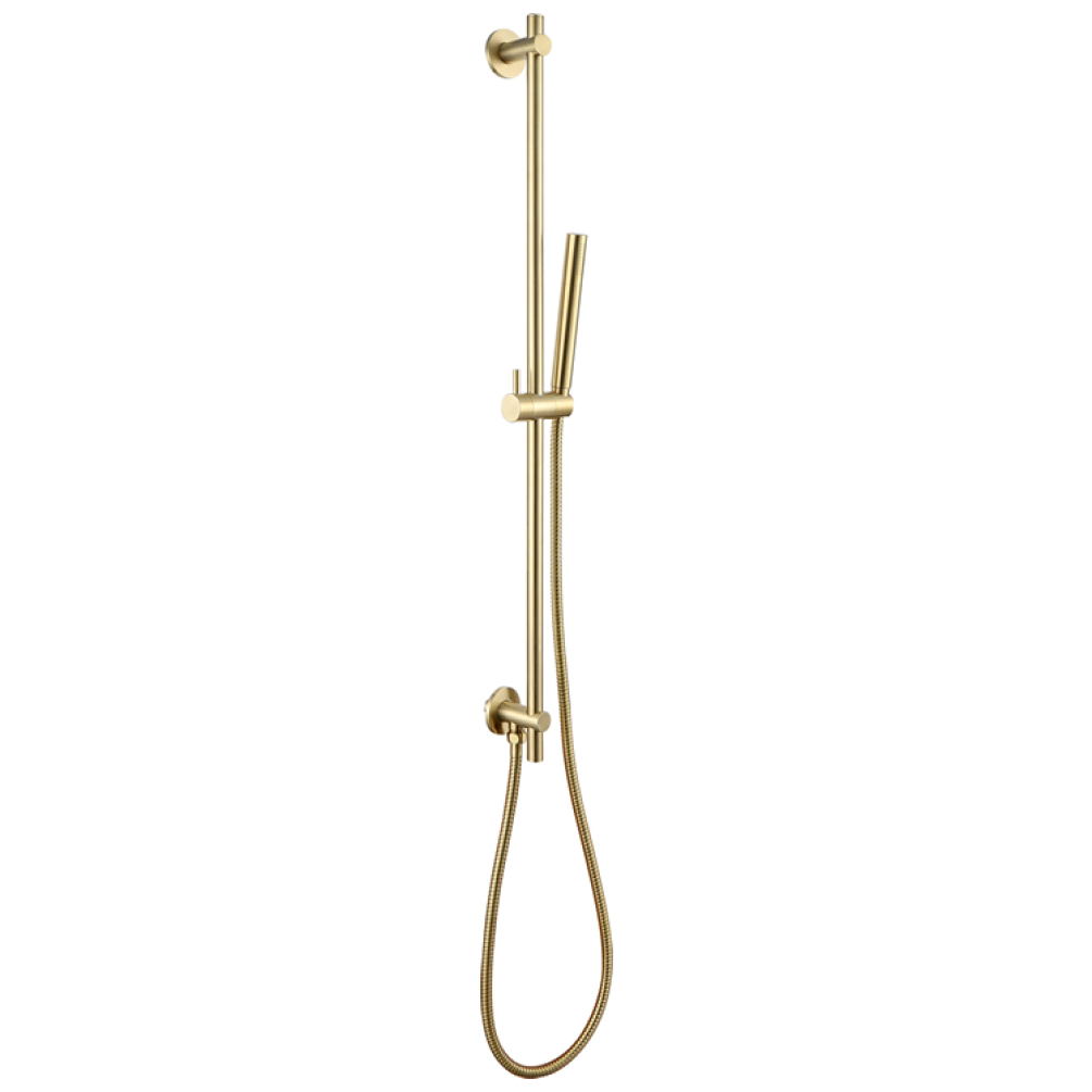 Product Cut out image of the JTP Vos Brushed Brass Slide Rail Kit with Handset Shower & Hose