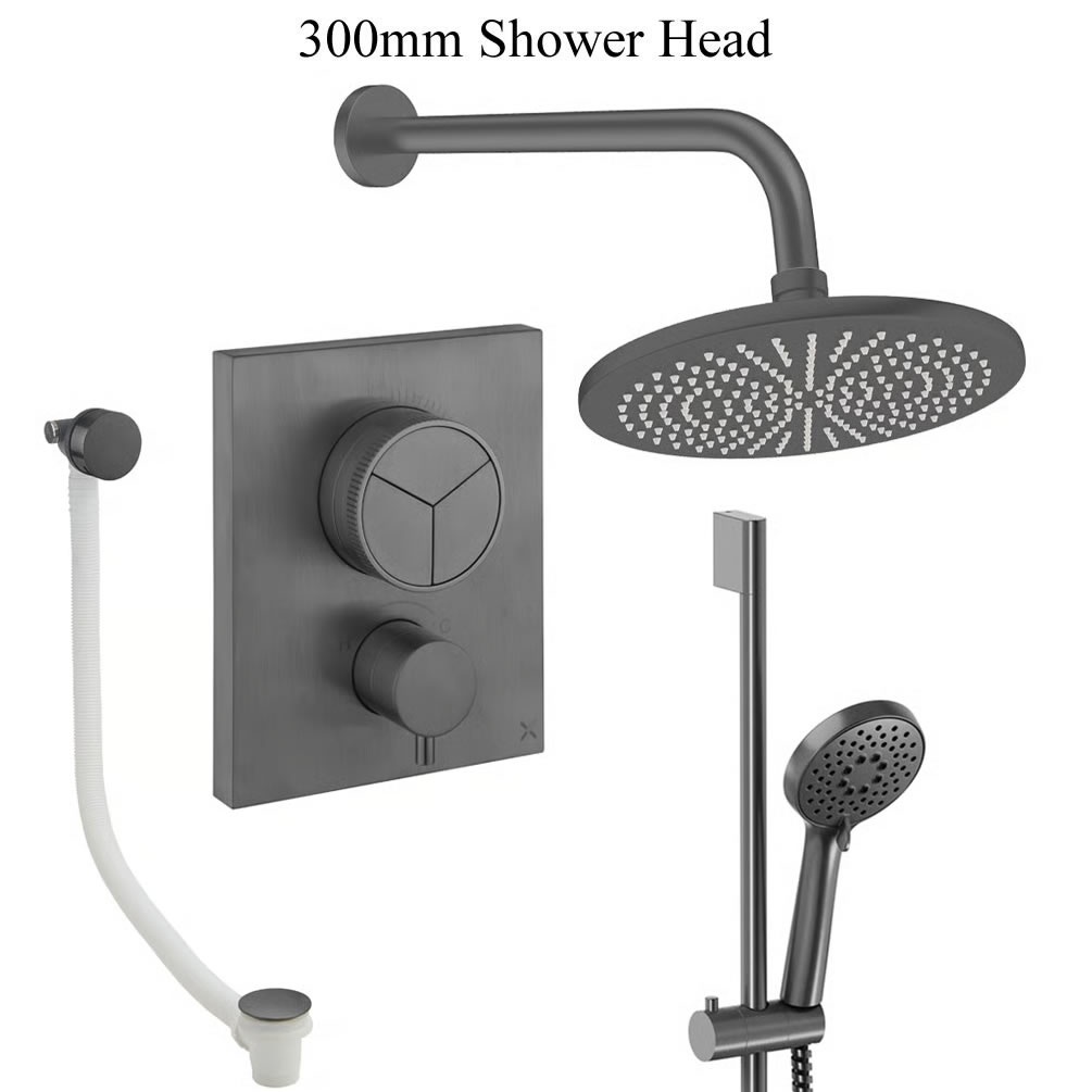 Cutout image of Crosswater Crossbox Push Slate Triple Outlet Slide Rail Shower Bath Set