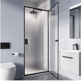 Photo of Crosswater Clear 6 Matt Black Pivot Shower Door in Recess