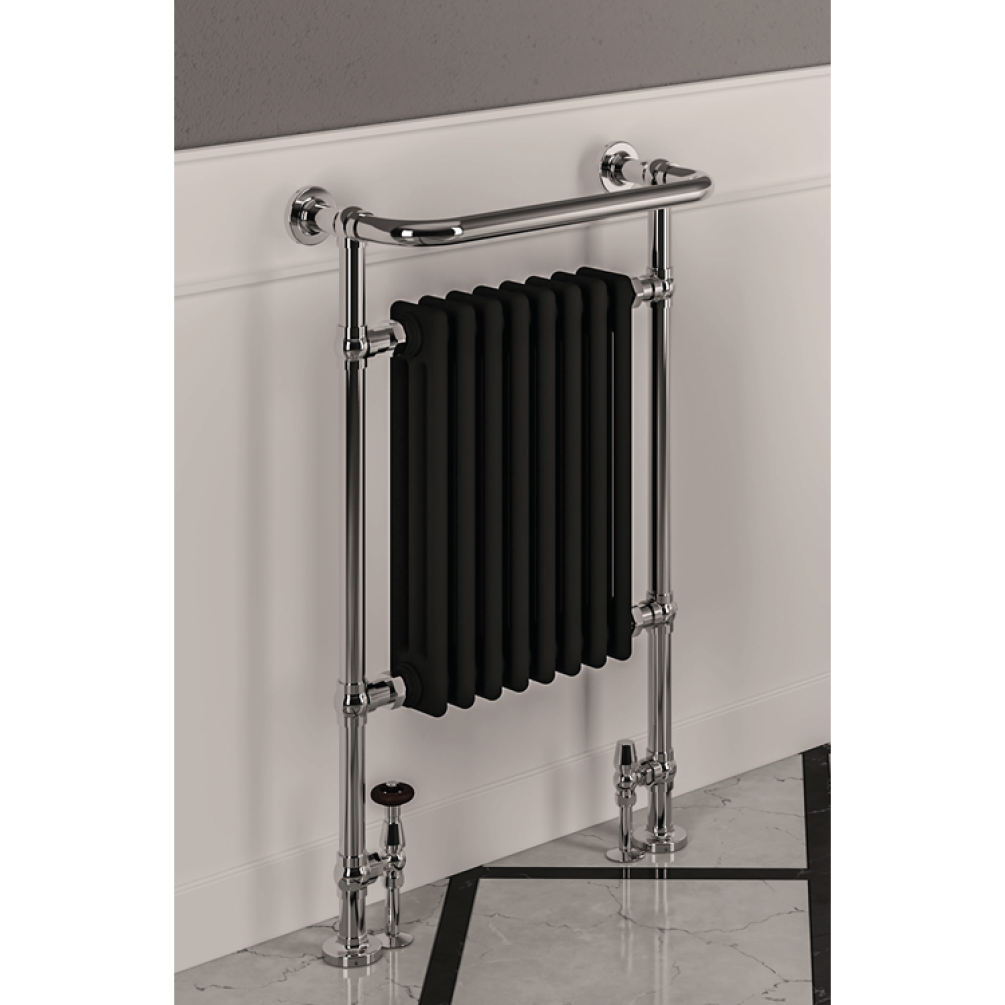 Lifestyle photo of Eastbrook Isbourne Chrome and Black Traditional Radiator