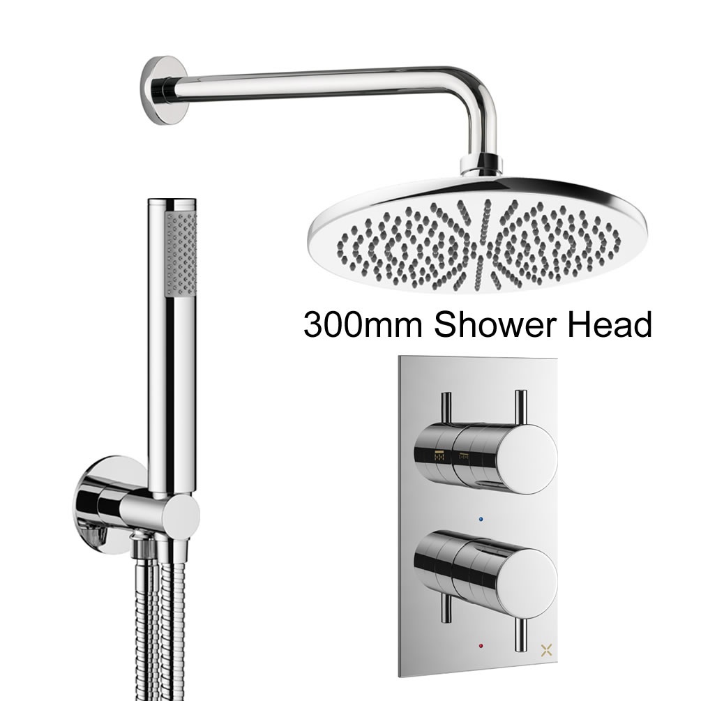 Cutout image of Crosswater Design Chrome Dual Outlet Rainfall Shower Set
