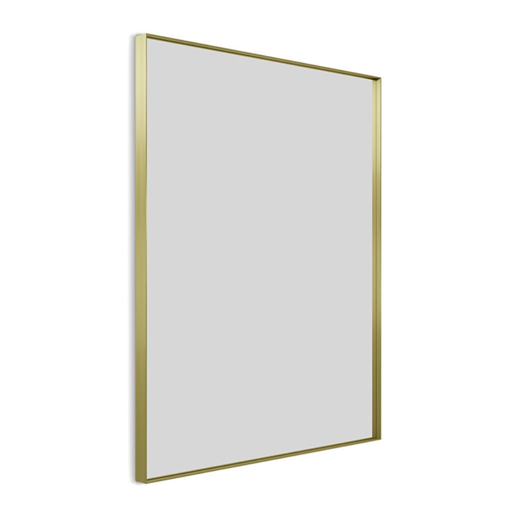 Product cut out image of the Origins Living Newington 1000mm x 800mm Brushed Brass Rectangular Mirror NWG-001108-BB