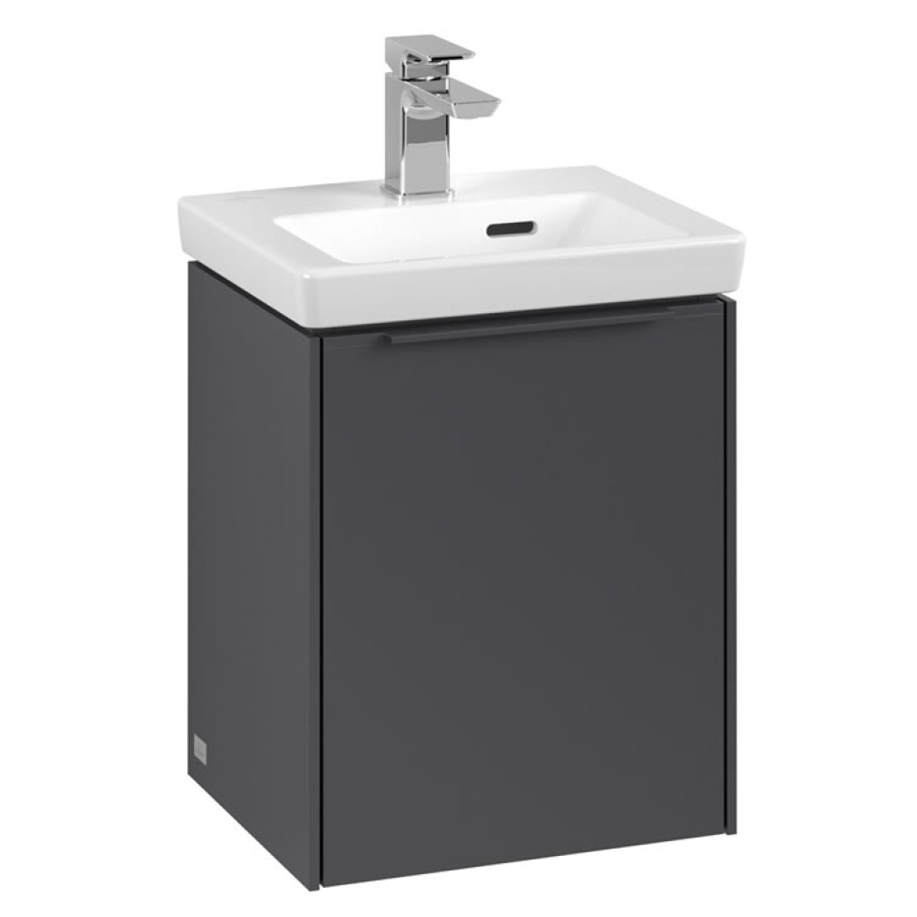 Cutout image of Villeroy & Boch Subway 3.0 351 Graphite Wall-Hung Vanity Unit & Basin Graphite Handle