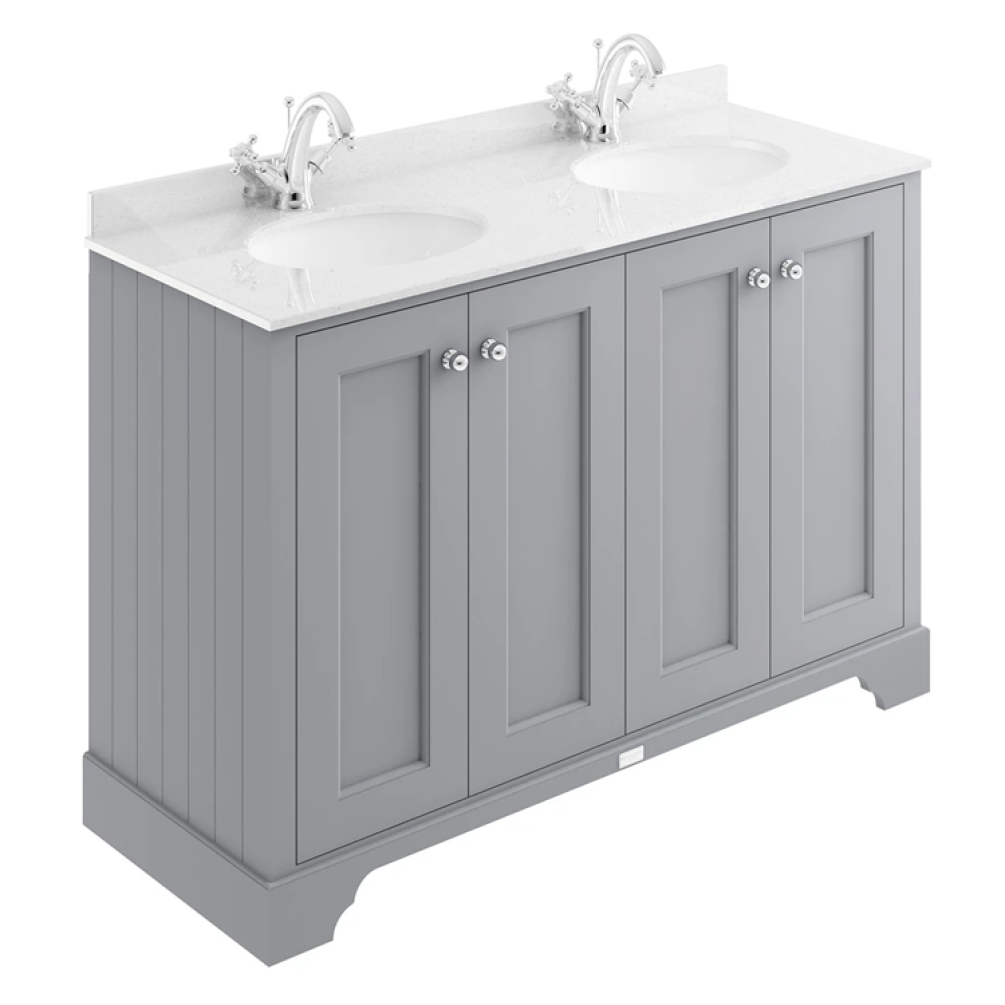Photo of Bayswater Plummett Grey 1200mm 4 Door Vanity Unit & White 1TH Worktop