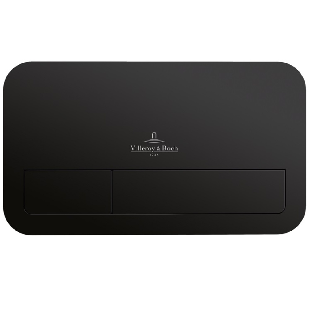 Front angle photo of Villeroy and Boch Matt Black Viconnect E200/200S Dual Flush Button Plate