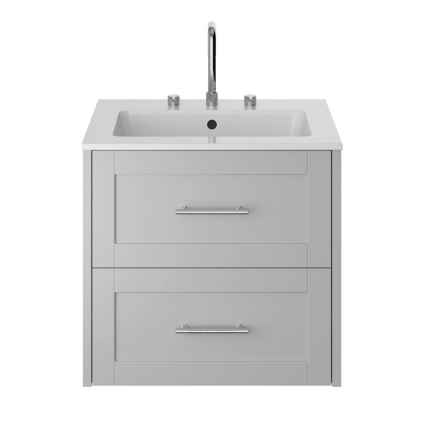 Heritage Lynton 600mm Dove Grey Wall Hung Vanity Unit & Basin