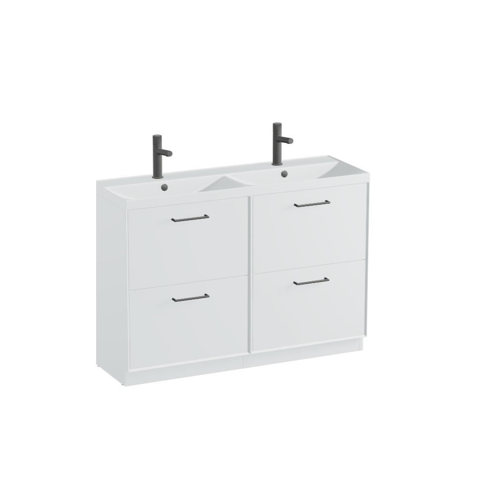 Vado Safari Smooth 1200mm Arctic White Floor Mounted Vanity Unit & Arctic Basin