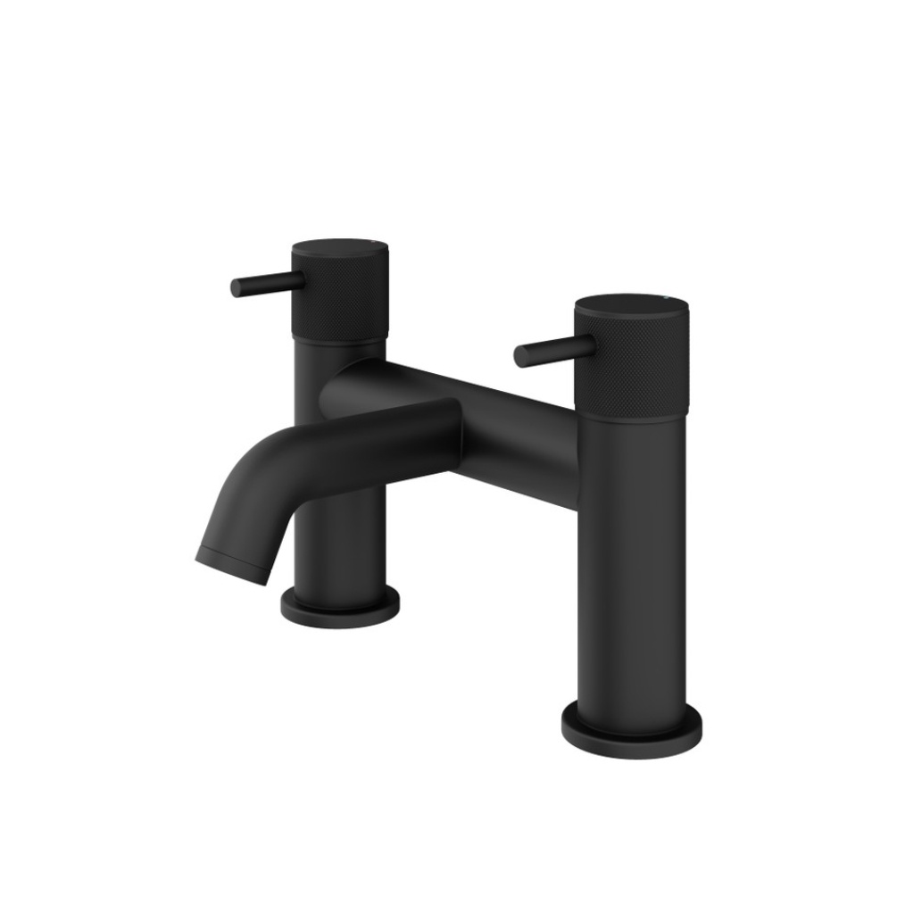 Product Cut out image of the Abacus Iso Pro Matt Black Deck Mounted Bath Filler