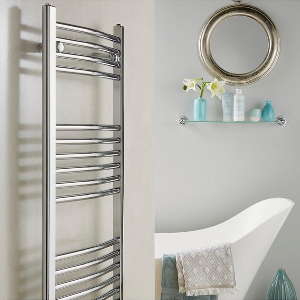 Velaro Elan 800mm x 600mm Chrome Curved Towel Radiator Lifestyle 1