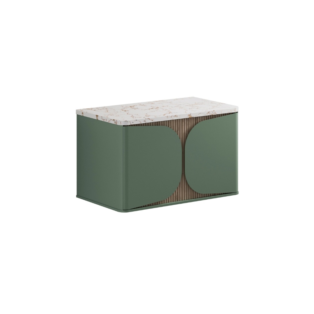 Product Cut out image of the Crosswater Tambour Sage Green 800mm Single Drawer Unit with Worktop