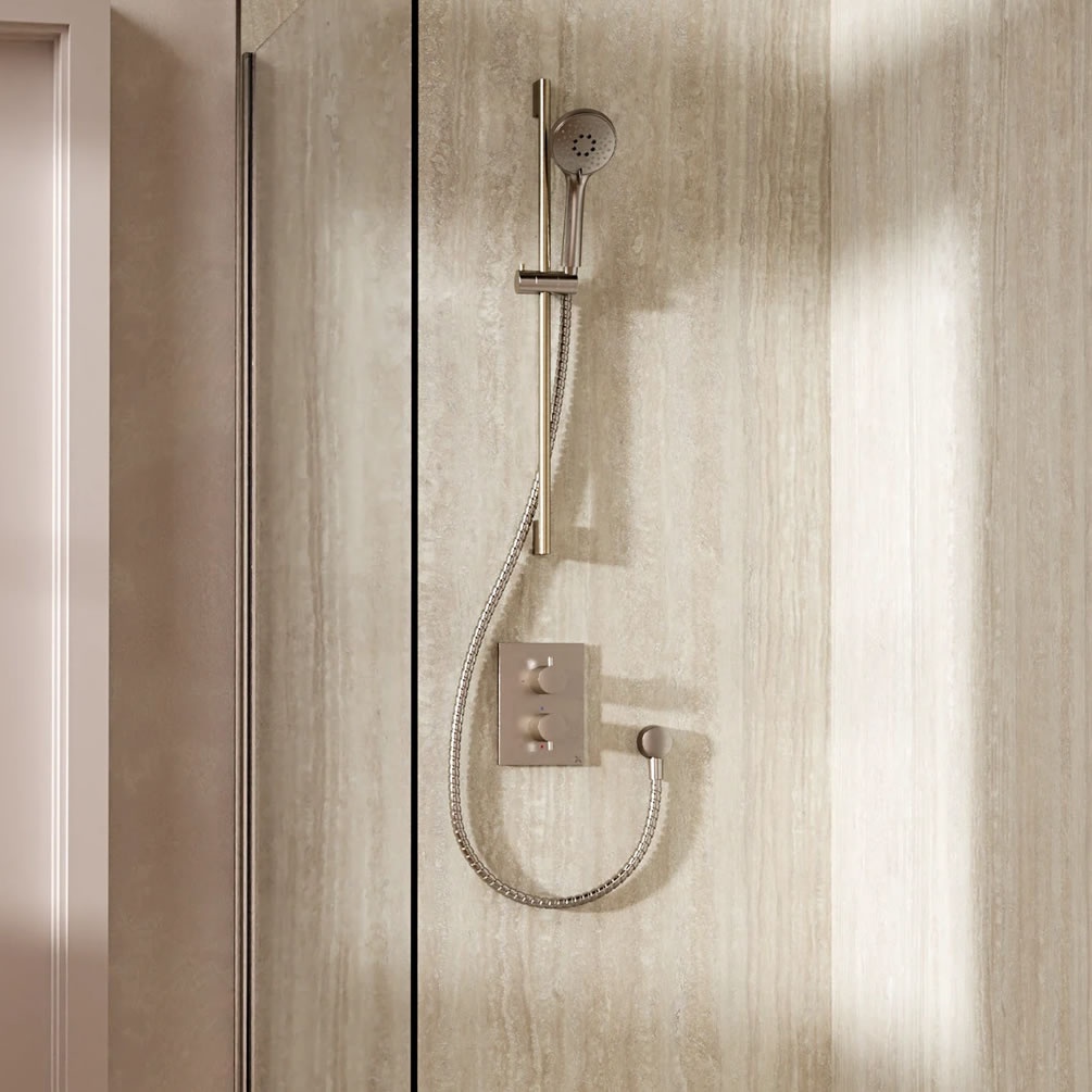 Lifestyle image of Crosswater Crossbox Brushed Nickel Single Outlet Slide Rail Shower Set
