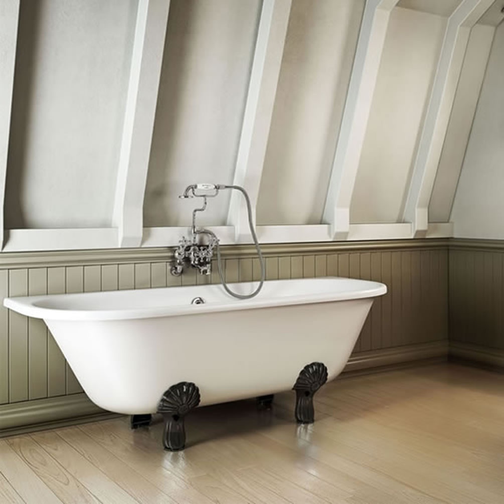 Burlington Avantgarde Back to Wall Bath With Black Classic Feet