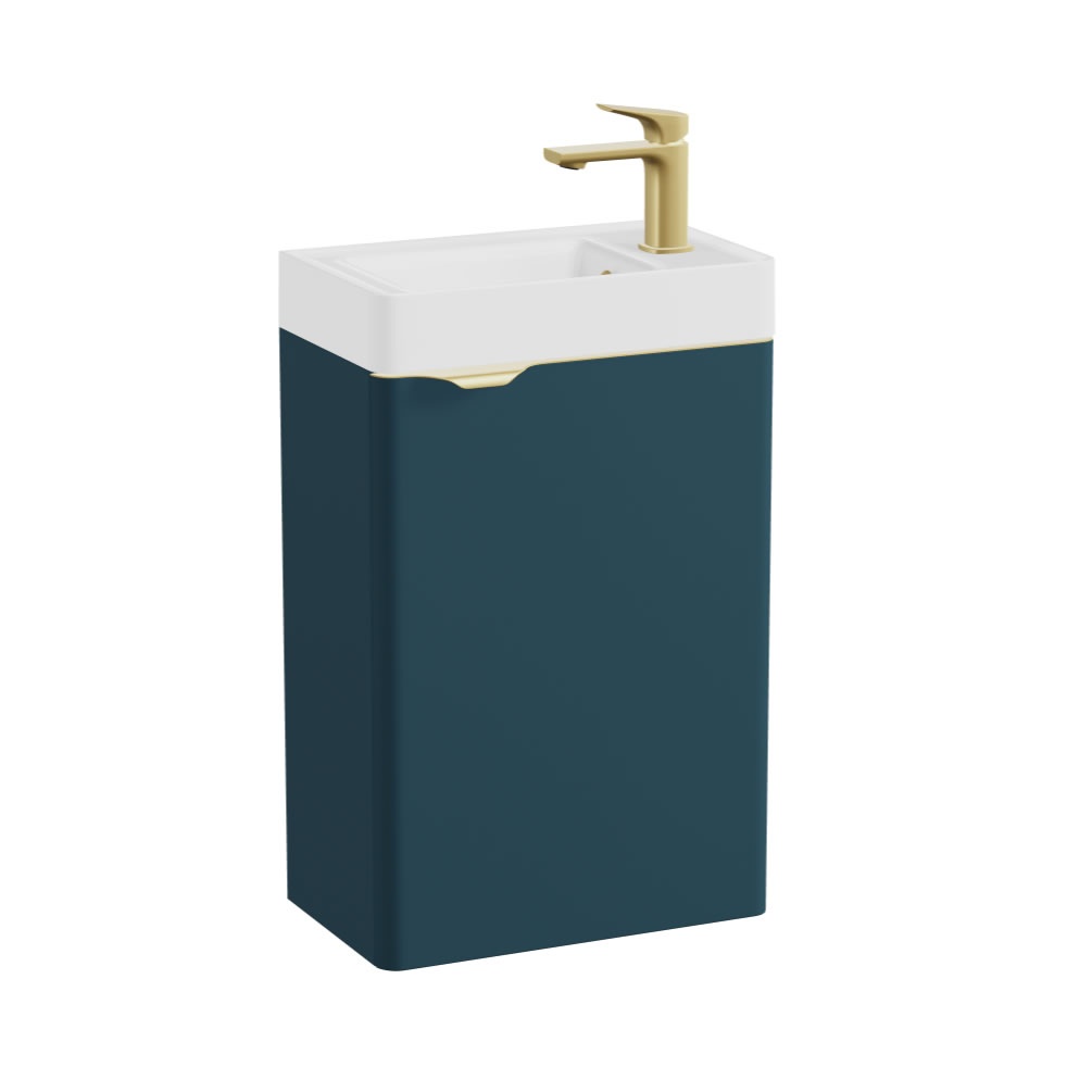 Vado Cameo Atlantic Blue 400mm Wall Hung Vanity Unit & Arctic White Basin - Right Hand