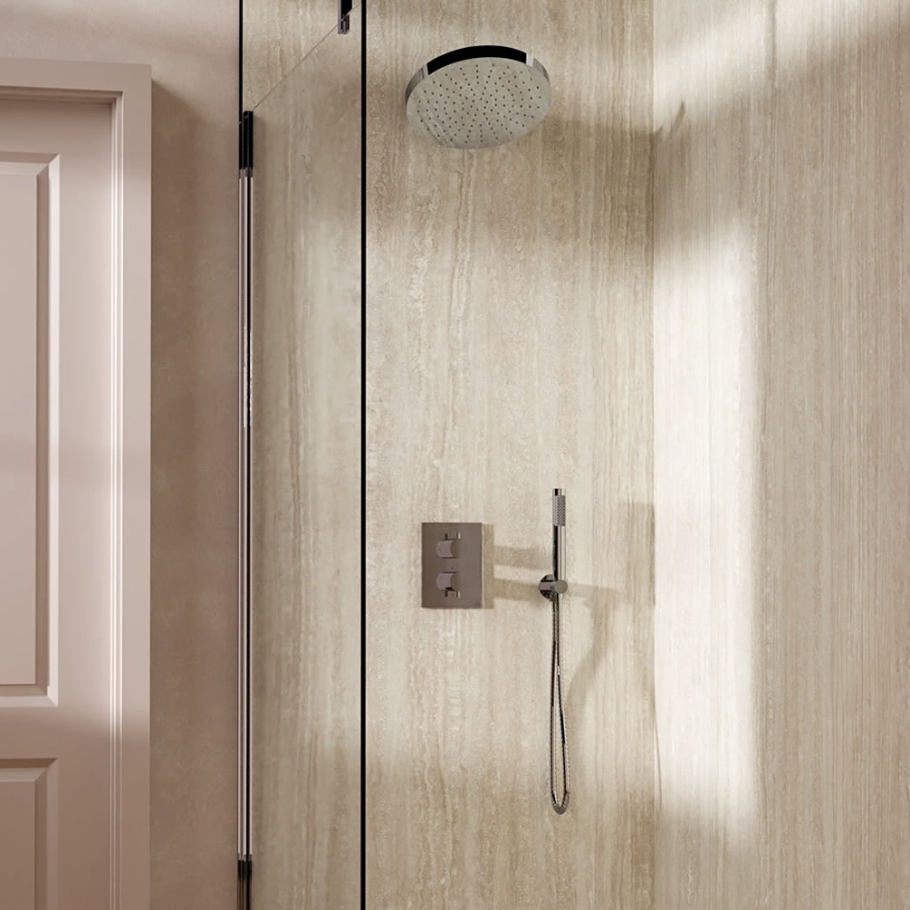 Lifestyle image of Crosswater Crossbox Chrome Dual Outlet Fixed Shower Set