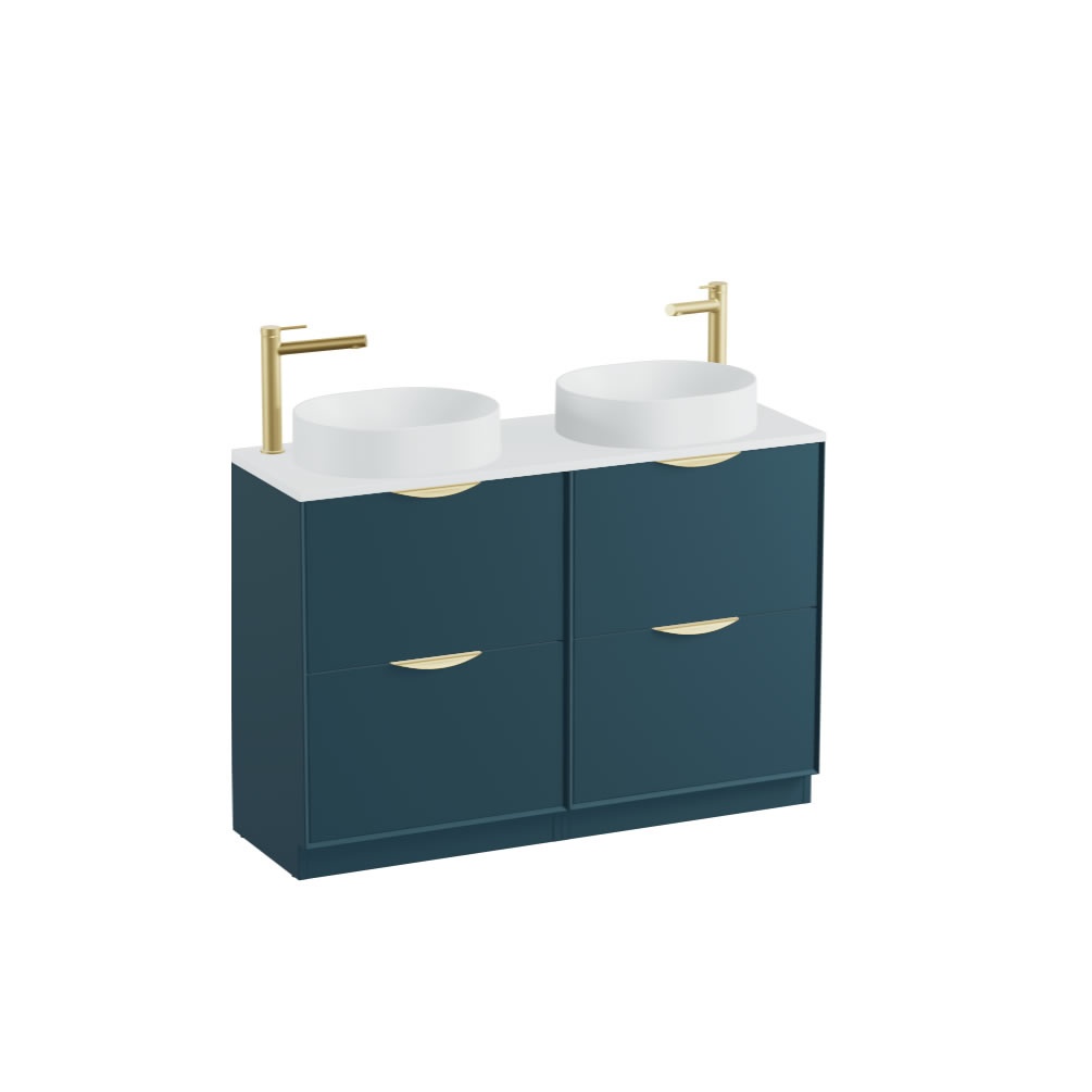 Vado Safari Smooth 1200mm Atlantic Blue Floorstanding Vanity Unit & Arctic White Worktop