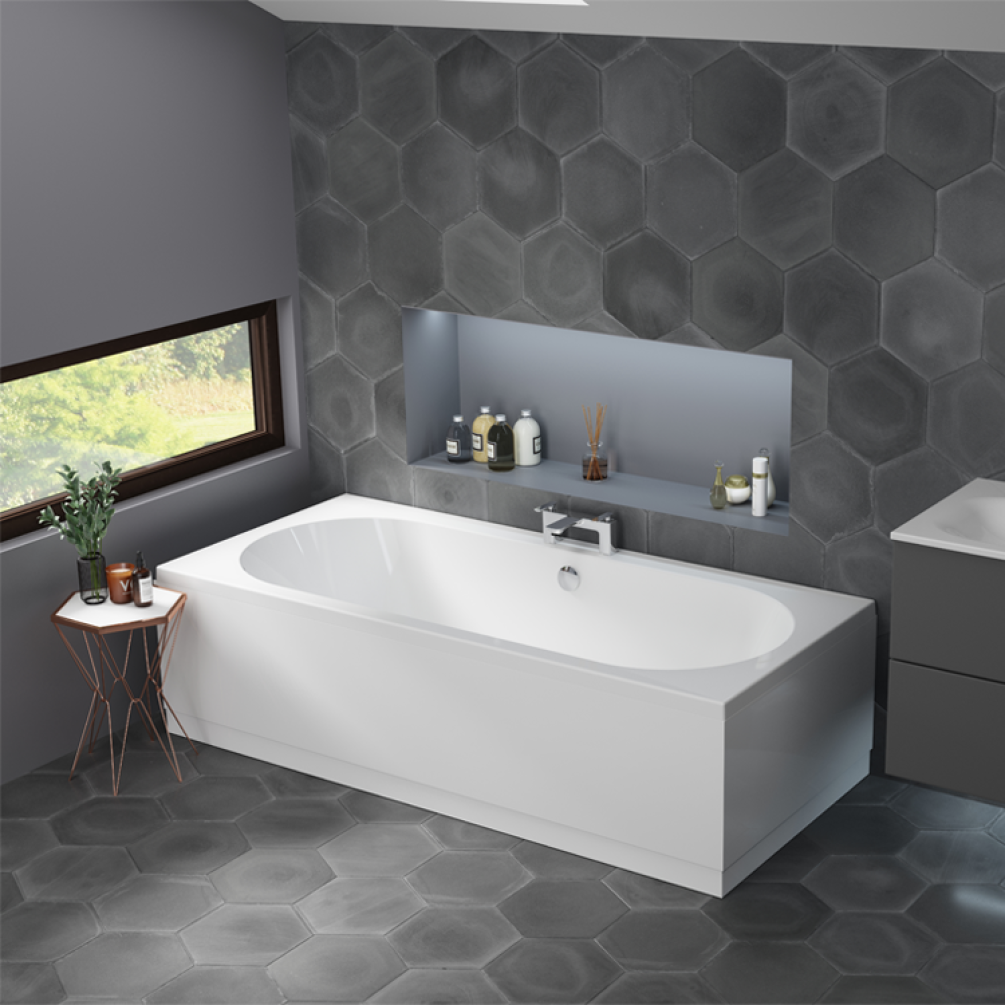 Eastbrook Biscay 1700mm Double Ended Straight Edge Bath