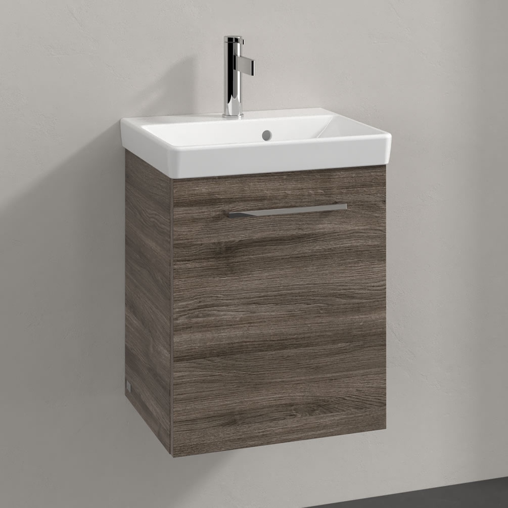 Lifestyle image of Villeroy & Boch Avento Stone Oak 450mm Wall-Hung Basin Vanity Unit