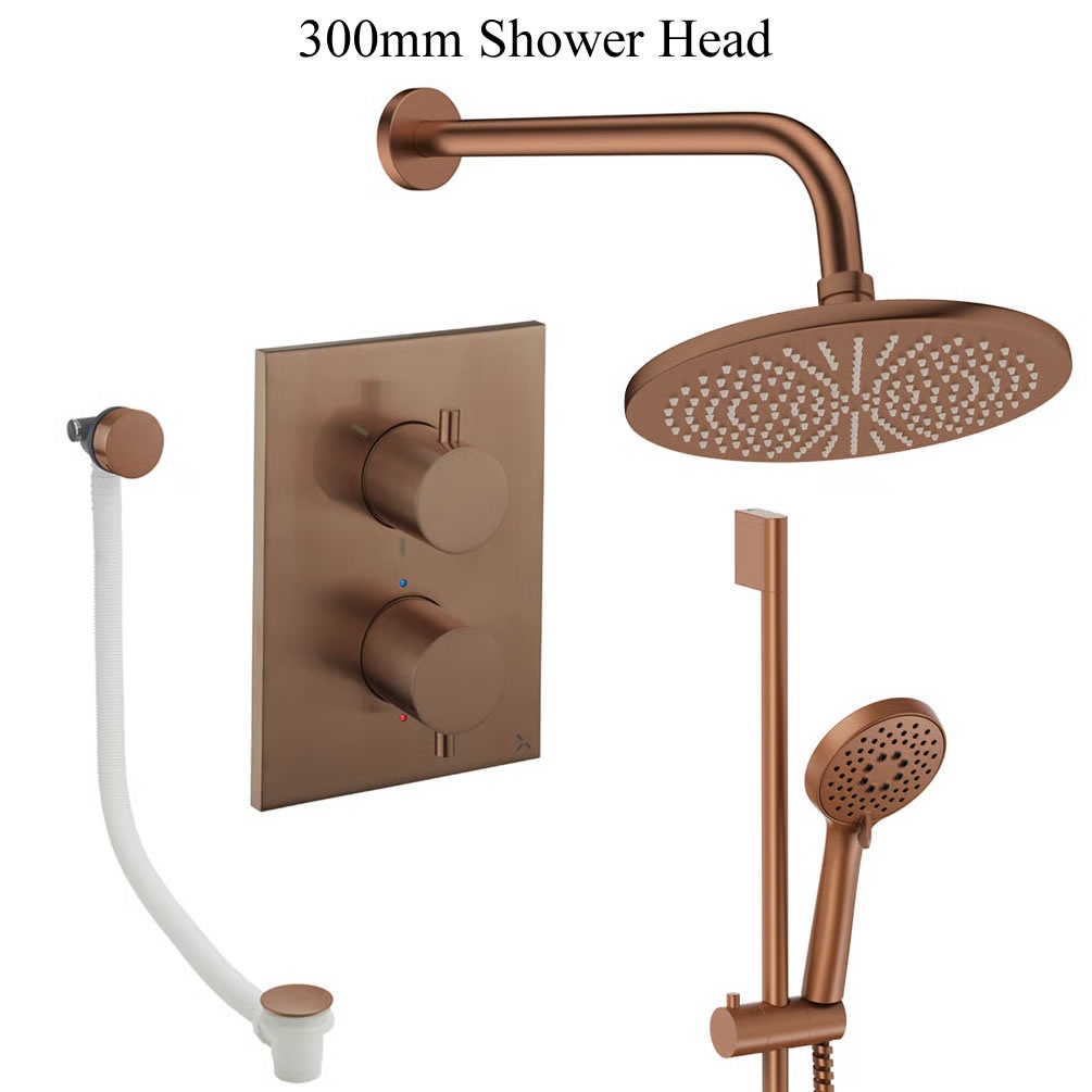 Cutout image of Crosswater Crossbox Brushed Bronze Triple Outlet Slide Rail Shower Bath Set