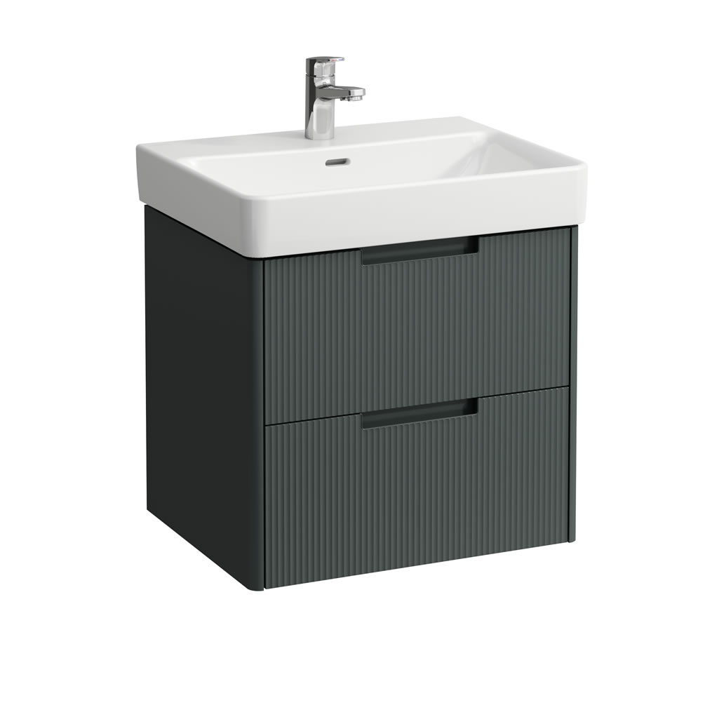 Cutout image of Laufen Juna Traffic Grey 600mm Wall-Hung Vanity Unit & Basin