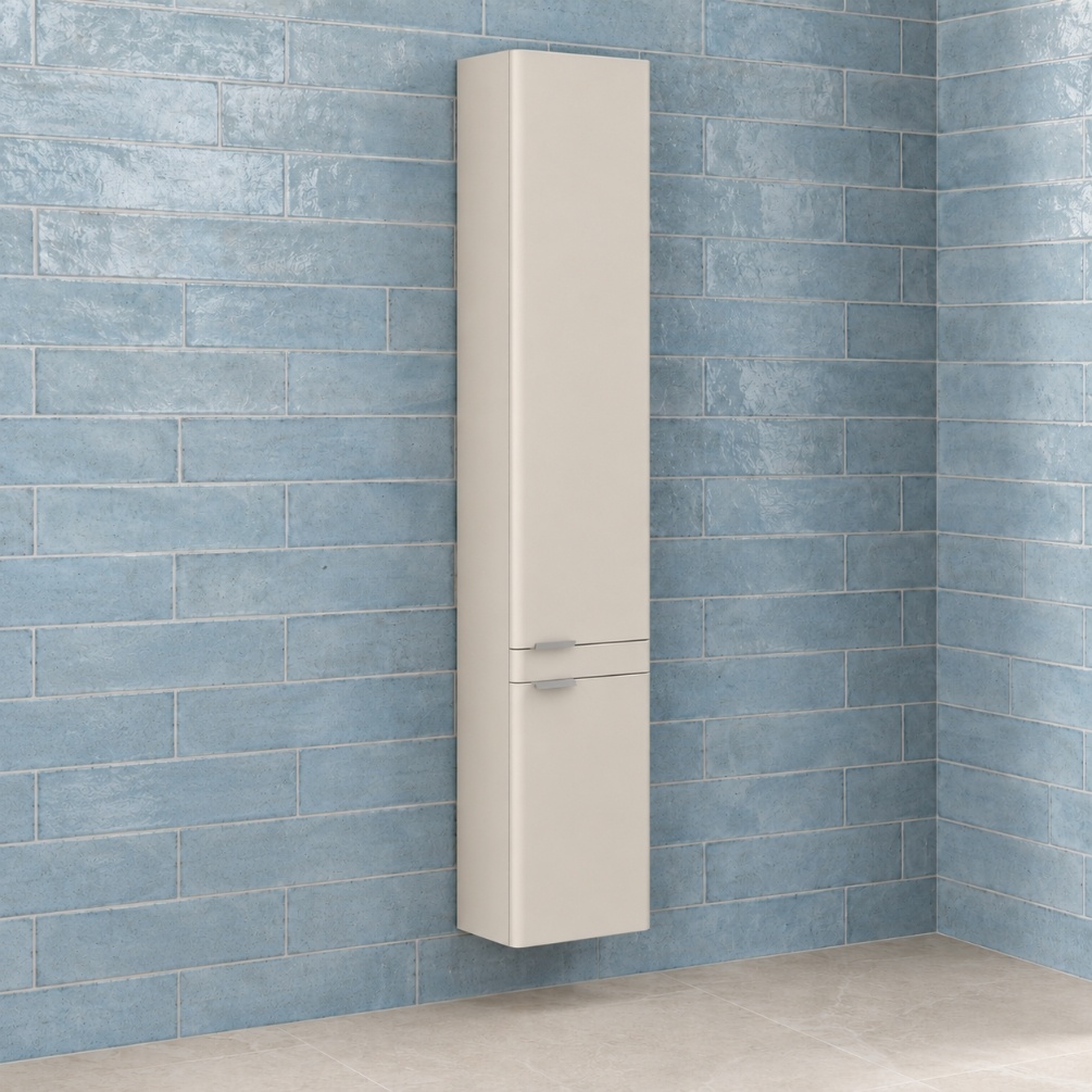 Imex Luna Matt Cashmere 300mm x 210mm 2 Door Wall Hung Tall Bathroom Cabinet Lifestyle