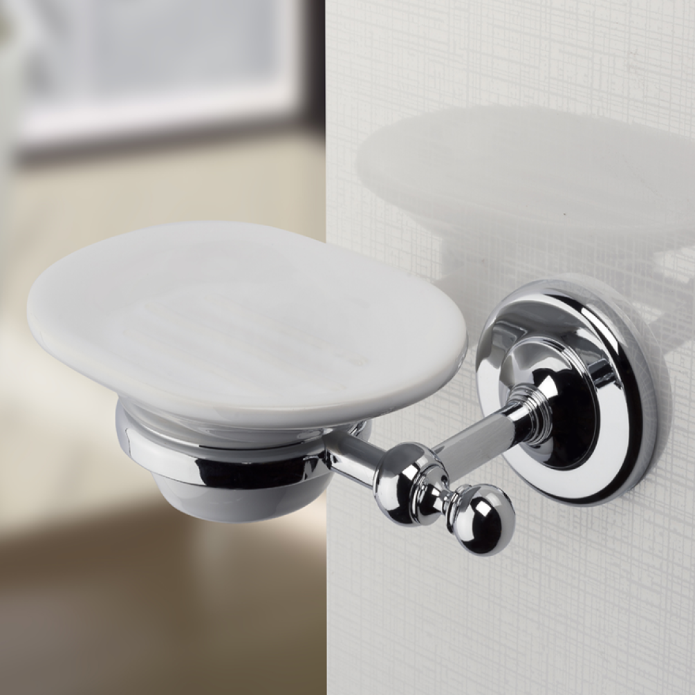 Lifestyle photo of Albany Soap Dish with Chrome Fixings