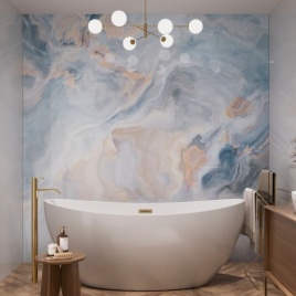 Lifestyle image of the Showerwall Acrylic Onyx Crystal Wall Panel