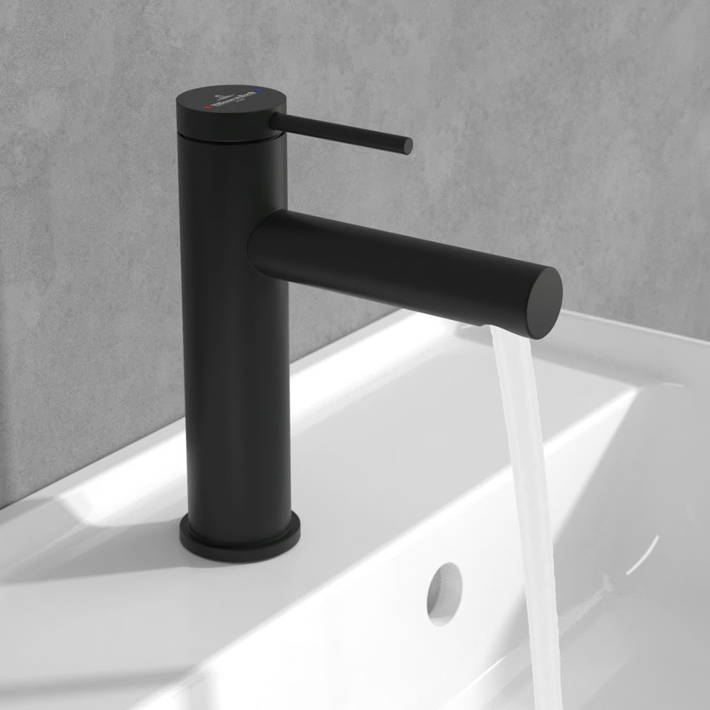 Lifestyle image of Villeroy & Boch Loop & Friends Matt Black Basin Mono Tap