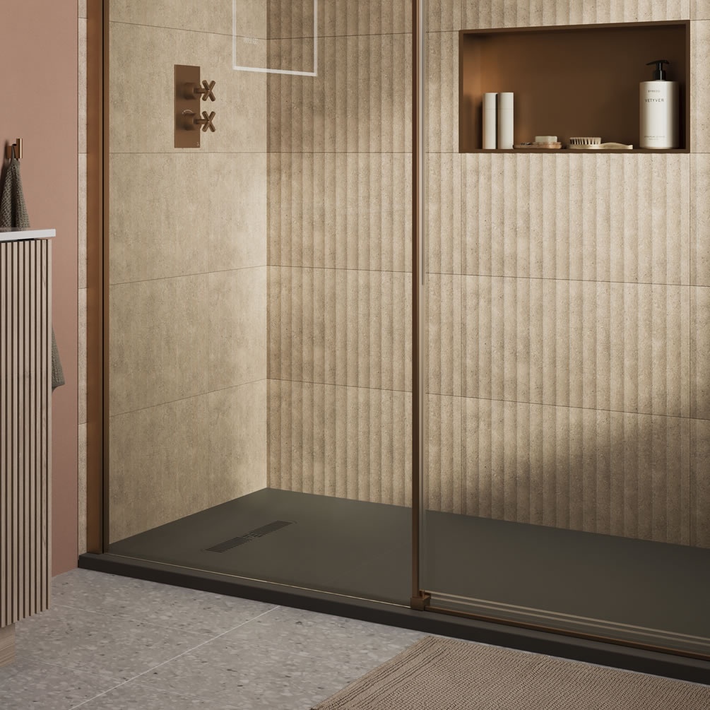 Crosswater Vito 1200mm x 800mm Matt Grey Rectangular Dolomite Shower Tray - Lifestyle