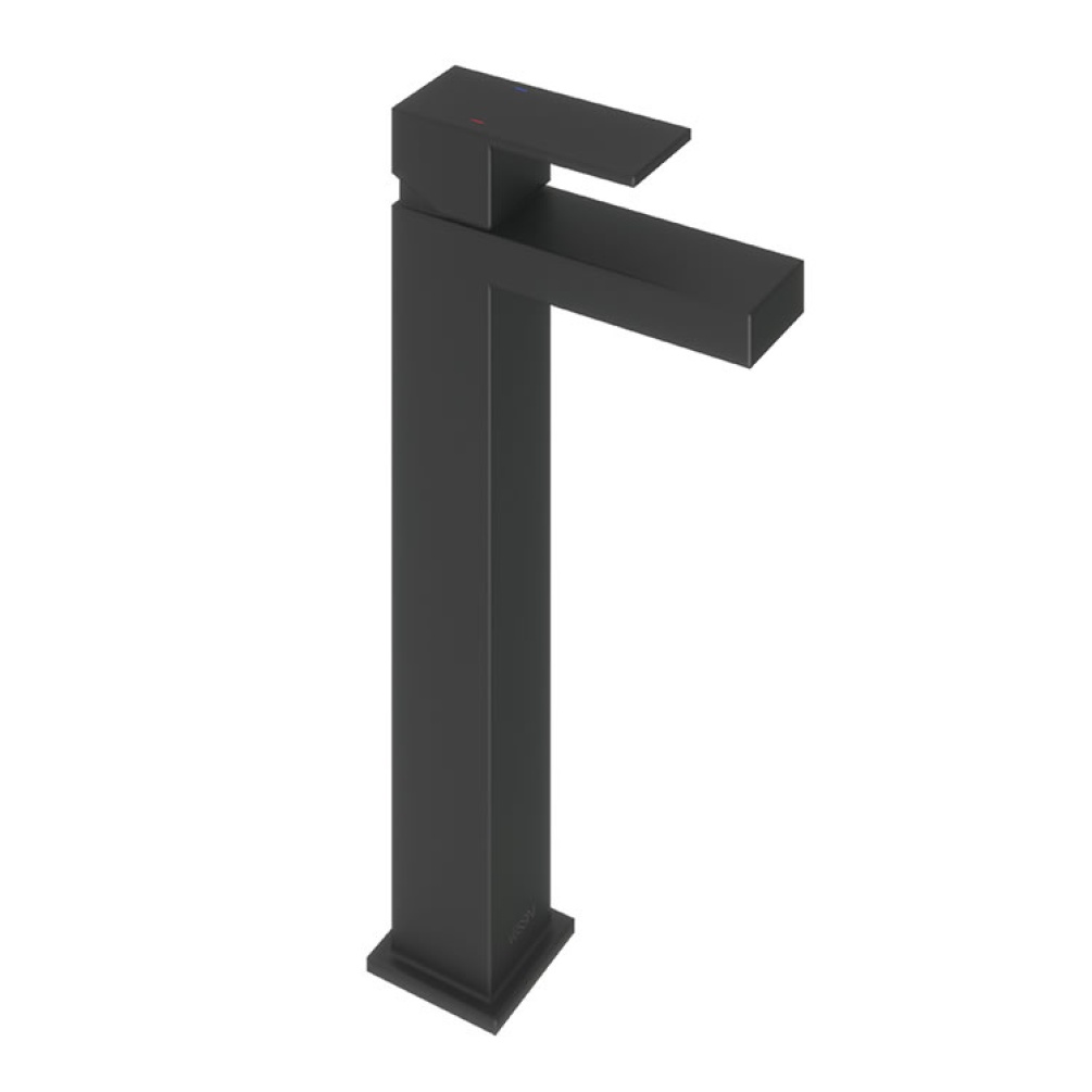 Product Cut out image of the Abacus Plan Matt Black Tall Mono Basin Mixer
