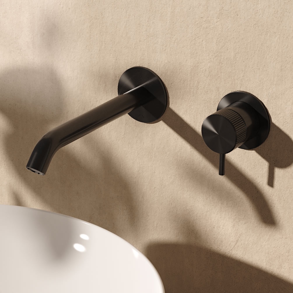 Lifestyle image of Crosswater 3ONE6 Slate Wall Mounted Basin 2 Hole Set