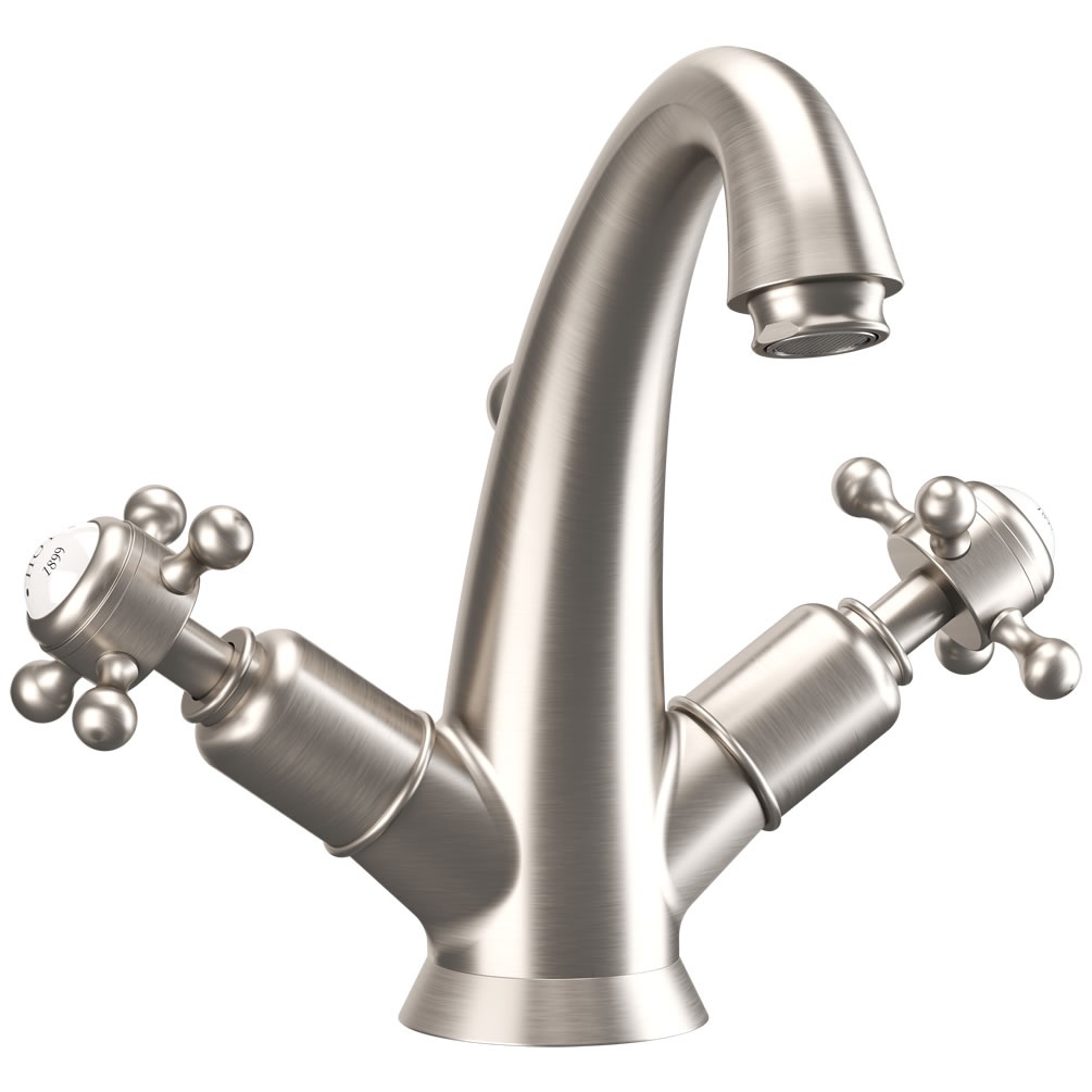 Cutout image of Crosswater Belgravia Brushed Nickel High Neck Basin Mono Tap & Waste
