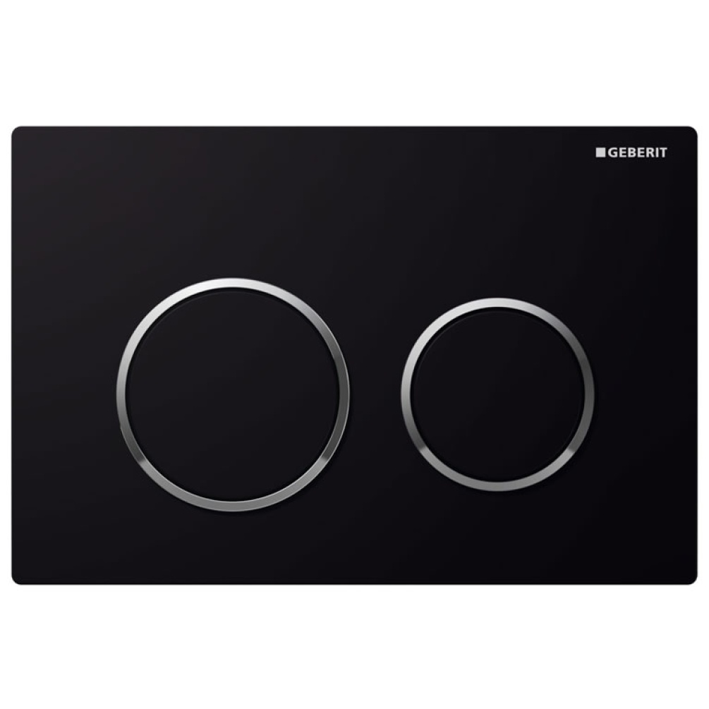 Cutout image of Geberit Omega20 Dual Flush Plate Black Gloss Chrome Black