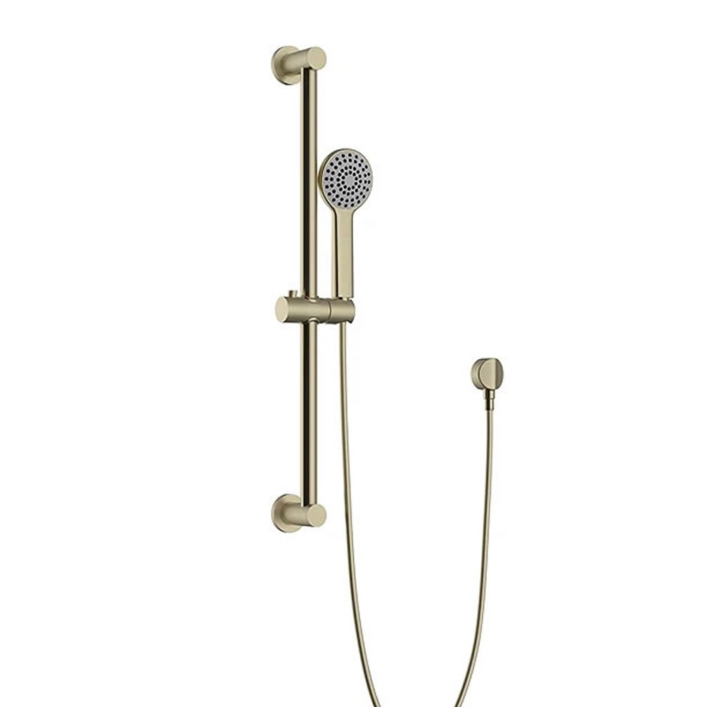 Heritage Brushed Brass Adjustable Riser Kit With Multi Function Handset & Wall Outlet