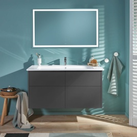 Lifestyle image of Villeroy & Boch Finero Glossy Grey Vanity Unit & LED Mirror