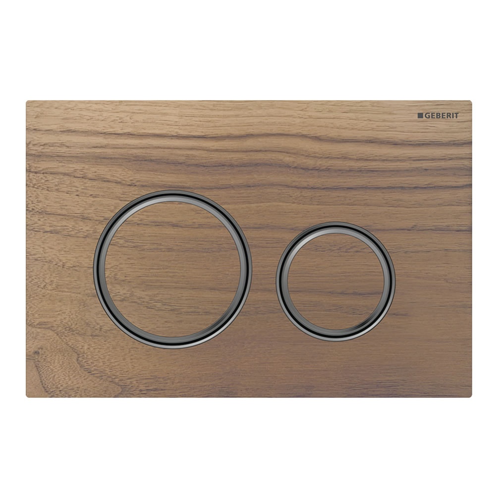 Cutout image of Geberit Sigma50 Round Black Walnut / Black Chrome Dual Flush Plate