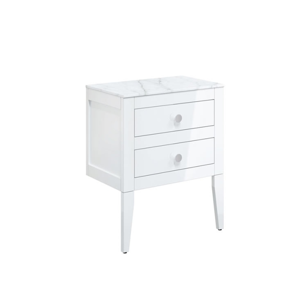 Cutout image of Crosswater Canvass White Gloss Floor-Standing Vanity Unit with Marble Worktop 600mm