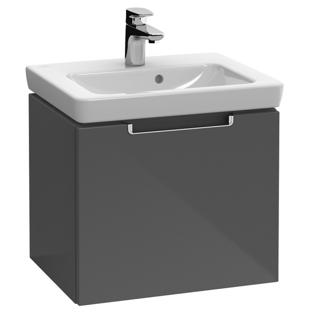 Product cut out image photo of Villeroy and Boch Subway 2.0 500mm Wall Mounted Vanity Unit and Basin in Glossy Grey - A68510FP