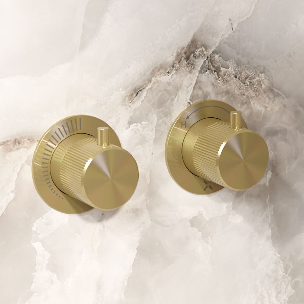 Lifestyle image of Crosswater Module 3ONE6 Stainless Brushed Brass Triple Outlet Shower Valve