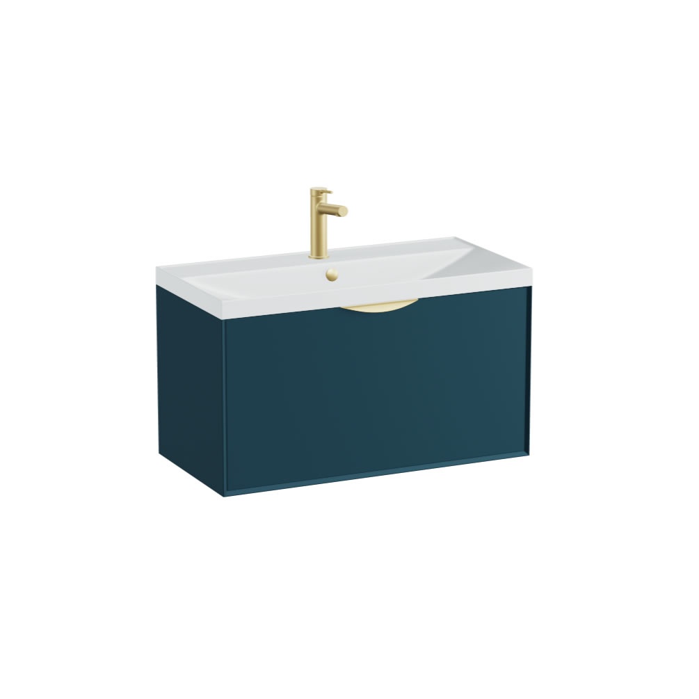 Vado Safari Smooth 800mm Atlantic Blue Wall Hung Vanity Unit & Mineral Basin