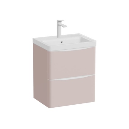 Vado Cameo 500mm Pink Clay Wall Hung 2 Drawer Vanity Unit & Gloss White Basin